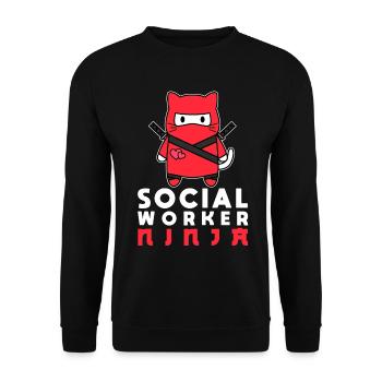 Mois du travail social à l’école Chat - Sweat-shirt Unisexe - noir - Devant - Alina (178cm) & Michal (187cm)