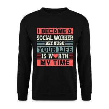 School Social Work Month I Becae A - Unisex Pullover - Schwarz - Vorne - Alina (178cm) & Michal (187cm)