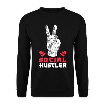 School Social Work Month Hand - Unisex Sweatshirt - black - Front - Alina (178cm) & Michal (187cm)