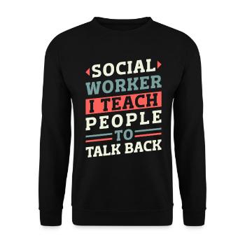 School Social Work Month Retro - Unisex Sweatshirt - black - Front - Alina (178cm) & Michal (187cm)