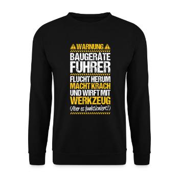 Baugeräteführer Kranführer Baggerfahrer Baugeräte - Unisex Pullover - Schwarz - Vorne - Alina (178cm) & Michal (187cm)