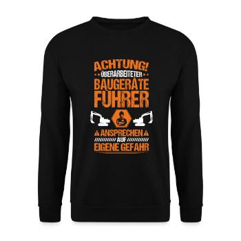 Baugeräteführer Kranführer Baggerfahrer Baugeräte - Unisex Pullover - Schwarz - Vorne - Alina (178cm) & Michal (187cm)