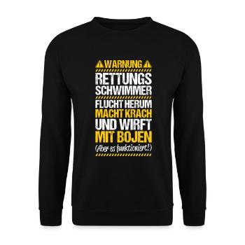 Rettungsschwimmer Wasserrettung Lifesaver - Unisex Pullover - Schwarz - Vorne - Alina (178cm) & Michal (187cm)