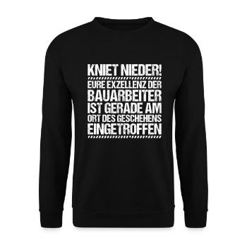 Bauarbeiter Baustelle Bauhandwerk Bauberuf Maurer - Unisex Pullover - Schwarz - Vorne - Alina (178cm) & Michal (187cm)