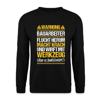 Bauarbeiter Baustelle Bauhandwerk Bauberuf Maurer - Unisex Pullover - Schwarz - Vorne - Alina (178cm) & Michal (187cm)