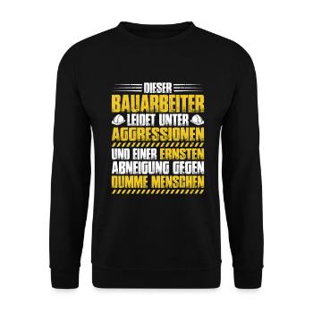 Bauarbeiter Baustelle Bauhandwerk Bauberuf Maurer - Unisex Pullover - Schwarz - Vorne - Alina (178cm) & Michal (187cm)
