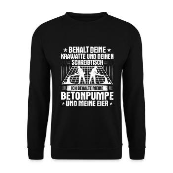 Betonbauer Stahlbetonbauer Concrete Worker - Unisex Pullover - Schwarz - Vorne - Alina (178cm) & Michal (187cm)