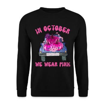 In October We Wear Pink Halloween , Breast Cancer - Unisex Sweatshirt - black - Front - Alina (178cm) & Michal (187cm)