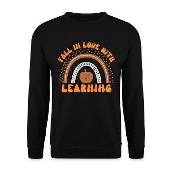 Fall Teacher , Fall In Love With Learning, - Unisex Sweatshirt - black - Front - Alina (178cm) & Michal (187cm)