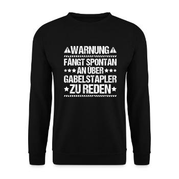 Conducteur de chariot élévateur Opérateur de chariot élévateur - Sweat-shirt Unisexe - noir - Devant - Alina (178cm) & Michal (187cm)