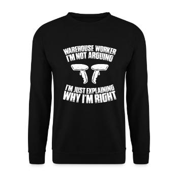 Warehouse Logistics Specialist Warehouse Worker Warehouse - Unisex Sweatshirt - black - Front - Alina (178cm) & Michal (187cm)