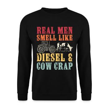 Echte Männer riechen nach Diesel und Kuhmist, lustig - Unisex Pullover - Schwarz - Vorne - Alina (178cm) & Michal (187cm)