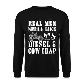 Real men smell like diesel and cow crap, funny - Unisex Sweatshirt - black - Front - Alina (178cm) & Michal (187cm)