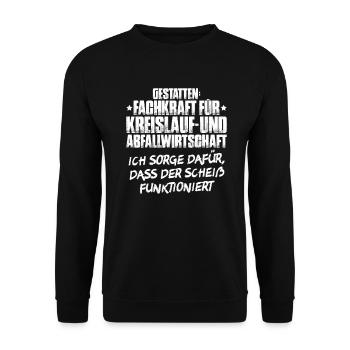 Fachkraft für Kreislauf- und Abfallwirtschaft - Unisex Pullover - Schwarz - Vorne - Alina (178cm) & Michal (187cm)