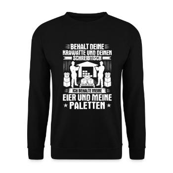 Fachkraft für Lagerlogistik Warehouse Worker Lager - Unisex Pullover - Schwarz - Vorne - Alina (178cm) & Michal (187cm)