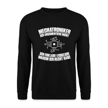 Mechatroniker Mechatronik Mechatronics Engineer - Unisex Pullover - Schwarz - Vorne - Alina (178cm) & Michal (187cm)