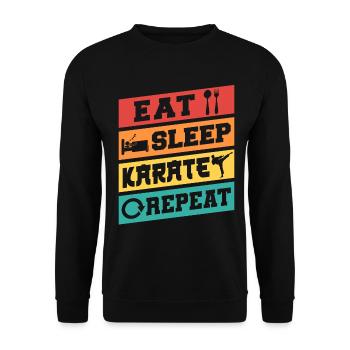 Karate Black Belt Gi Uniform Eat - Unisex Pullover - Schwarz - Vorne - Alina (178cm) & Michal (187cm)
