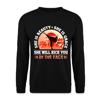 Karate Black Belt Gi Uniform Girl - Unisex Pullover - Schwarz - Vorne - Alina (178cm) & Michal (187cm)