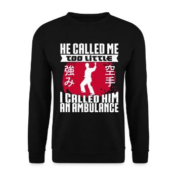 Karate Black Belt Gi Uniform He - Unisex Pullover - Schwarz - Vorne - Alina (178cm) & Michal (187cm)