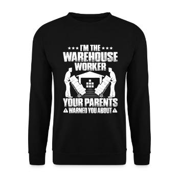 Warehouse Logistics Specialist Warehouse Worker Warehouse - Unisex Sweatshirt - black - Front - Alina (178cm) & Michal (187cm)