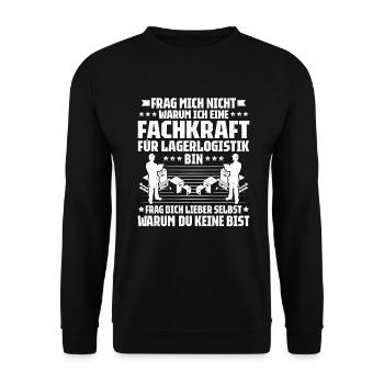 Fachkraft für Lagerlogistik Warehouse Worker Lager - Unisex Pullover - Schwarz - Vorne - Alina (178cm) & Michal (187cm)