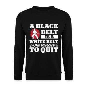 Karate Black Belt Gi Uniform A - Unisex Pullover - Schwarz - Vorne - Alina (178cm) & Michal (187cm)