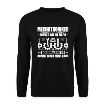 Mechatroniker Mechatronik Mechatronics Engineer - Unisex Pullover - Schwarz - Vorne - Alina (178cm) & Michal (187cm)