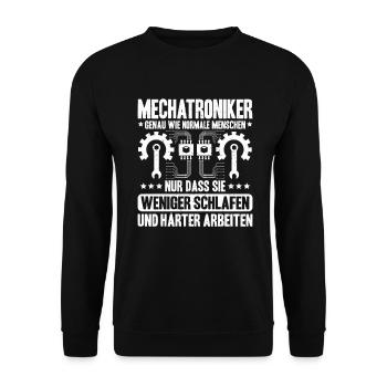 Mechatroniker Mechatronik Mechatronics Engineer - Unisex Pullover - Schwarz - Vorne - Alina (178cm) & Michal (187cm)