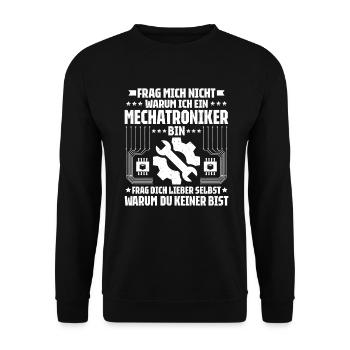Mechatroniker Mechatronik Mechatronics Engineer - Unisex Pullover - Schwarz - Vorne - Alina (178cm) & Michal (187cm)