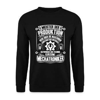 Mechatroniker Mechatronik Mechatronics Engineer - Unisex Pullover - Schwarz - Vorne - Alina (178cm) & Michal (187cm)