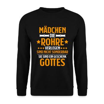 Rohrleitungsbauer Rohrleitungsbau Pipelayer - Unisex Pullover - Schwarz - Vorne - Alina (178cm) & Michal (187cm)