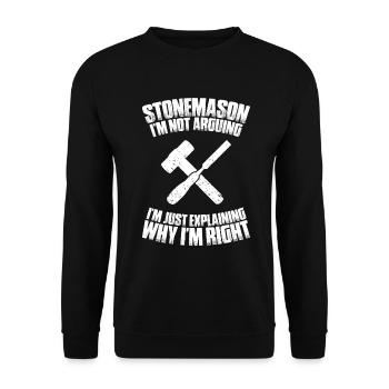 Steinmetz Steinbildhauer Stonemason Stone Mason - Unisex Sweatshirt - black - Front - Alina (178cm) & Michal (187cm)