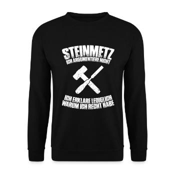 Steinmetz Steinbildhauer Stonemason Stone Mason - Unisex Pullover - Schwarz - Vorne - Alina (178cm) & Michal (187cm)