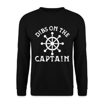 Retro Groovy Dibs On The Captain, lustige Kapitäne - Unisex Pullover - Schwarz - Vorne - Alina (178cm) & Michal (187cm)