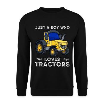 Nur ein Junge, der Traktoren liebt - Unisex Pullover - Schwarz - Vorne - Alina (178cm) & Michal (187cm)