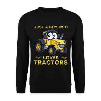 Nur ein Junge, der Traktoren liebt - Unisex Pullover - Schwarz - Vorne - Alina (178cm) & Michal (187cm)