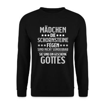 Schornsteinfeger Kaminkehrer Chimney Sweep - Unisex Pullover - Schwarz - Vorne - Alina (178cm) & Michal (187cm)