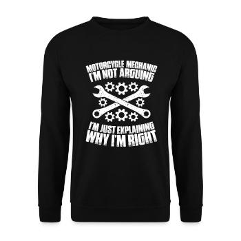 Zweiradmechatroniker Motorrad Motorcycle Mechanic - Unisex Pullover - Schwarz - Vorne - Alina (178cm) & Michal (187cm)
