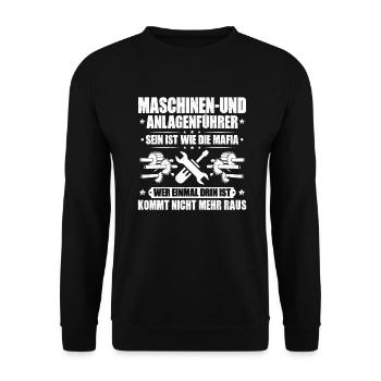 Machine and plant operators Machine operators - Unisex Sweatshirt - black - Front - Alina (178cm) & Michal (187cm)