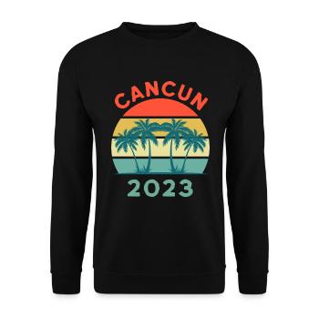 Cancun 2023 Vacances d’été au Mexique, Cancun Retro - Sweat-shirt Unisexe - noir - Devant - Alina (178cm) & Michal (187cm)