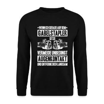 Staplerfahrer Gabelstaplerfahrer Forklift Operator - Unisex Pullover - Schwarz - Vorne - Alina (178cm) & Michal (187cm)