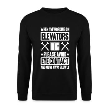 Monteur d’ascenseur Mécanicien d’ascenseur Mécanicien d’ascenseur - Sweat-shirt Unisexe - noir - Devant - Alina (178cm) & Michal (187cm)