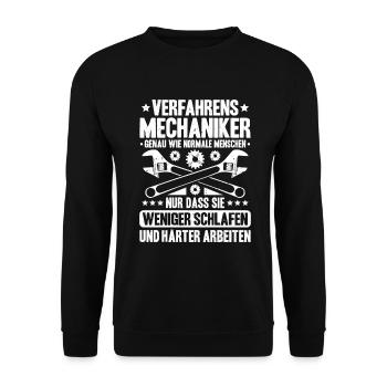 Verfahrensmechaniker Verfahrensmechanikerin - Unisex Pullover - Schwarz - Vorne - Alina (178cm) & Michal (187cm)