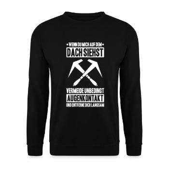 Dachdecker Dachdeckerei Dachdecken Roofer Roofing - Unisex Pullover - Schwarz - Vorne - Alina (178cm) & Michal (187cm)