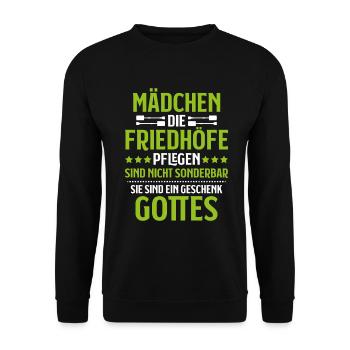 Friedhofsgärtner Friedhof Cemetery Gardener - Unisex Pullover - Schwarz - Vorne - Alina (178cm) & Michal (187cm)