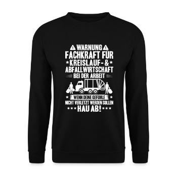 Fachkraft für Kreislauf- und Abfallwirtschaft - Unisex Pullover - Schwarz - Vorne - Alina (178cm) & Michal (187cm)