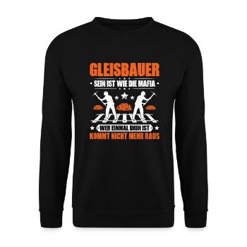 Gleisbauer Schienenarbeiter Gleisbau Track Laborer - Unisex Pullover - Schwarz - Vorne - Alina (178cm) & Michal (187cm)