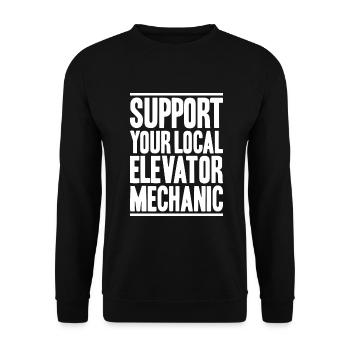 Elevator Fitter Elevator Mechanic Elevator Mechanic - Unisex Sweatshirt - black - Front - Alina (178cm) & Michal (187cm)