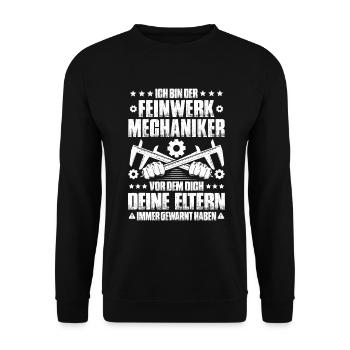 Feinwerkmechaniker Precision Machinist - Unisex Pullover - Schwarz - Vorne - Alina (178cm) & Michal (187cm)