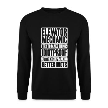 Elevator Fitter Elevator Mechanic Elevator Mechanic - Unisex Sweatshirt - black - Front - Alina (178cm) & Michal (187cm)